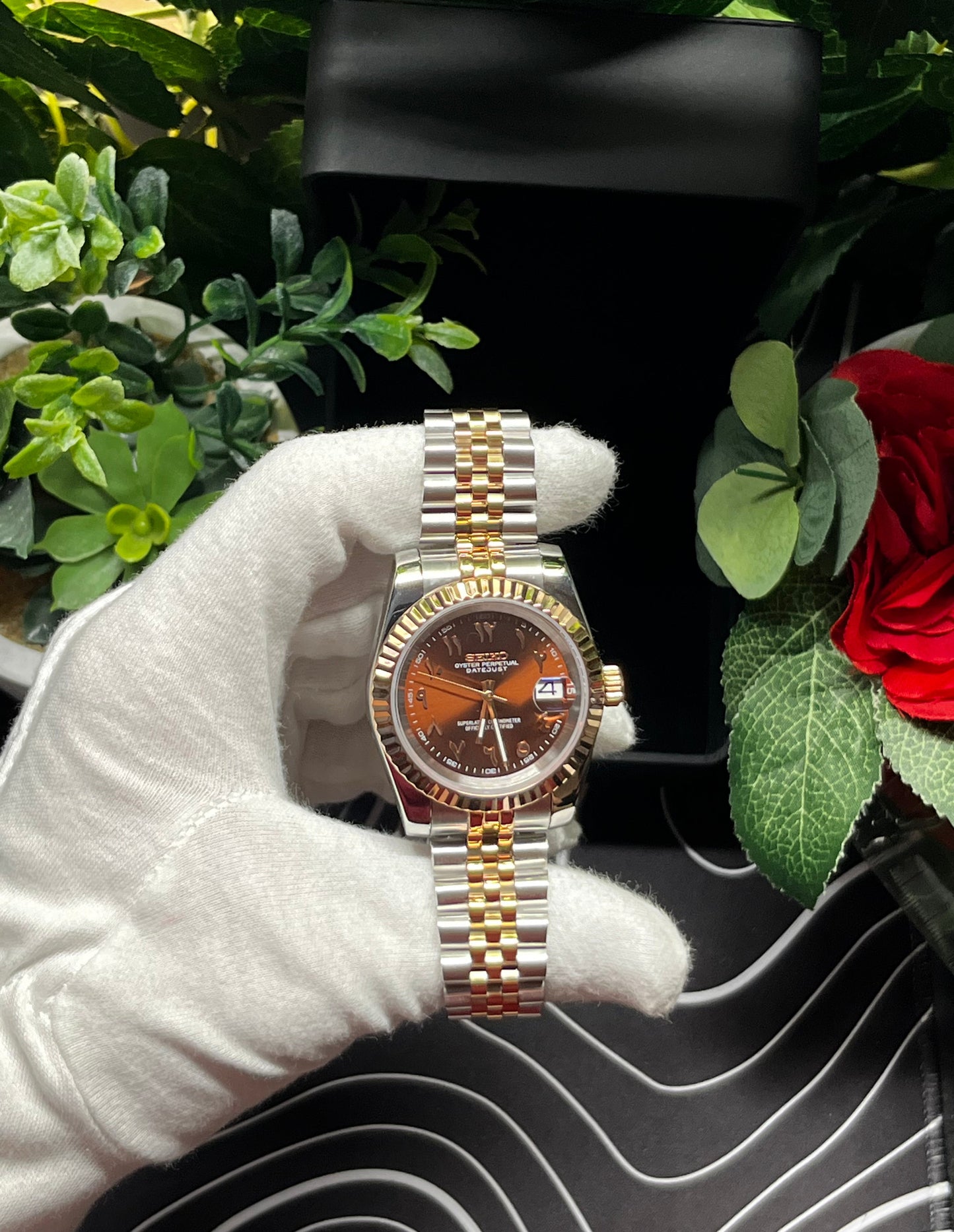 Seiko Mod Two tone Chocolate Arabic dial