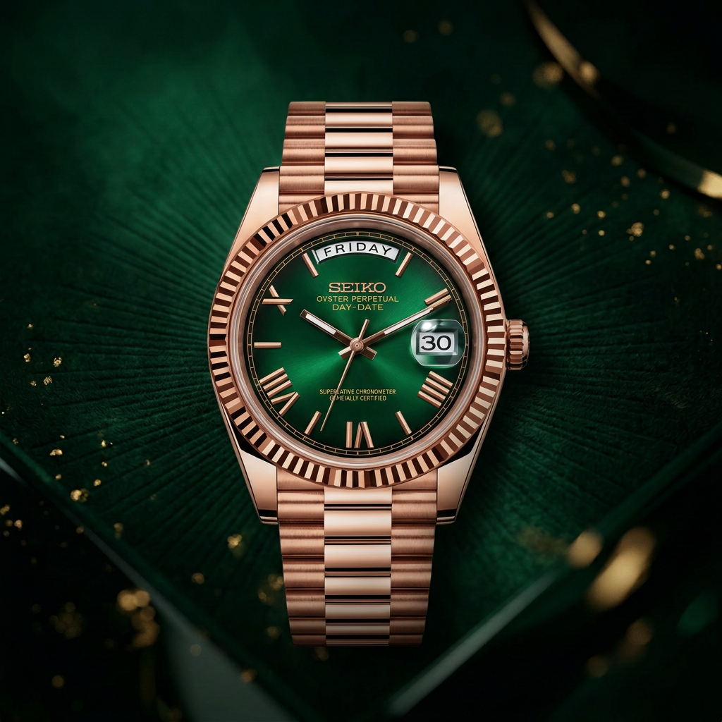 Seiko Mod SeikoDay Rose Gold Dark Green