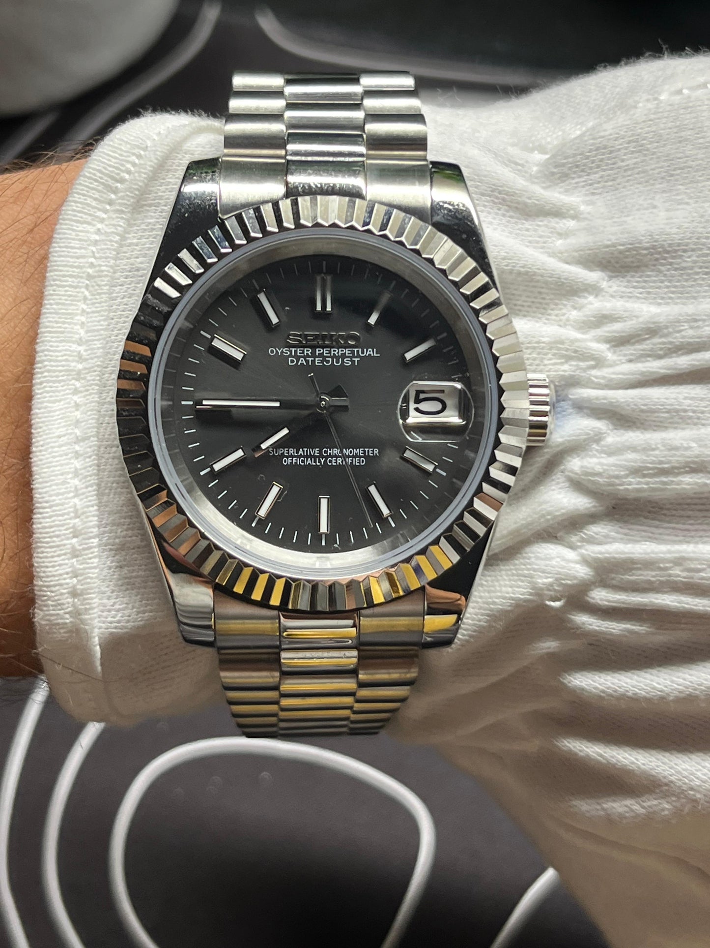 Seiko Mod Datejust Grey Sunburst (Presidential)