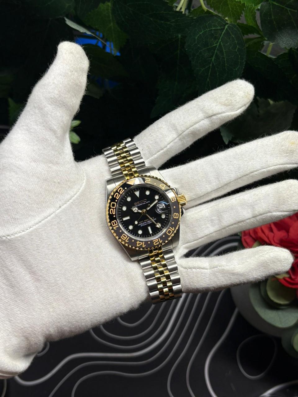 Seiko Mod GMT Twotone Gold Black