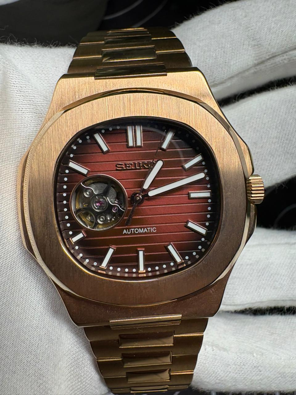 Seiko Mod Nautilus (Open Heart) Rose Gold
