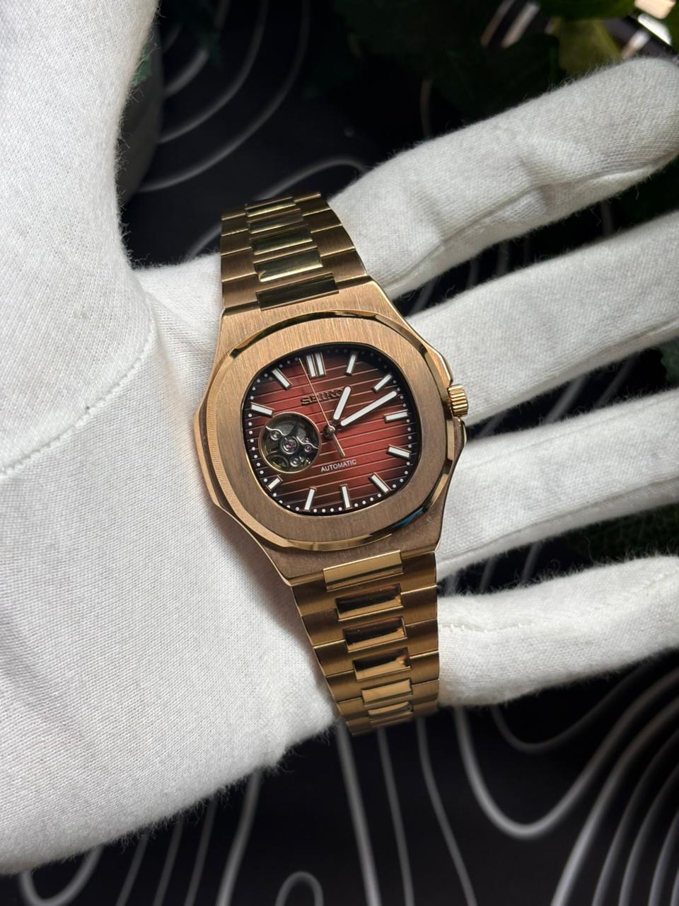 Seiko Mod Nautilus (Open Heart) Rose Gold