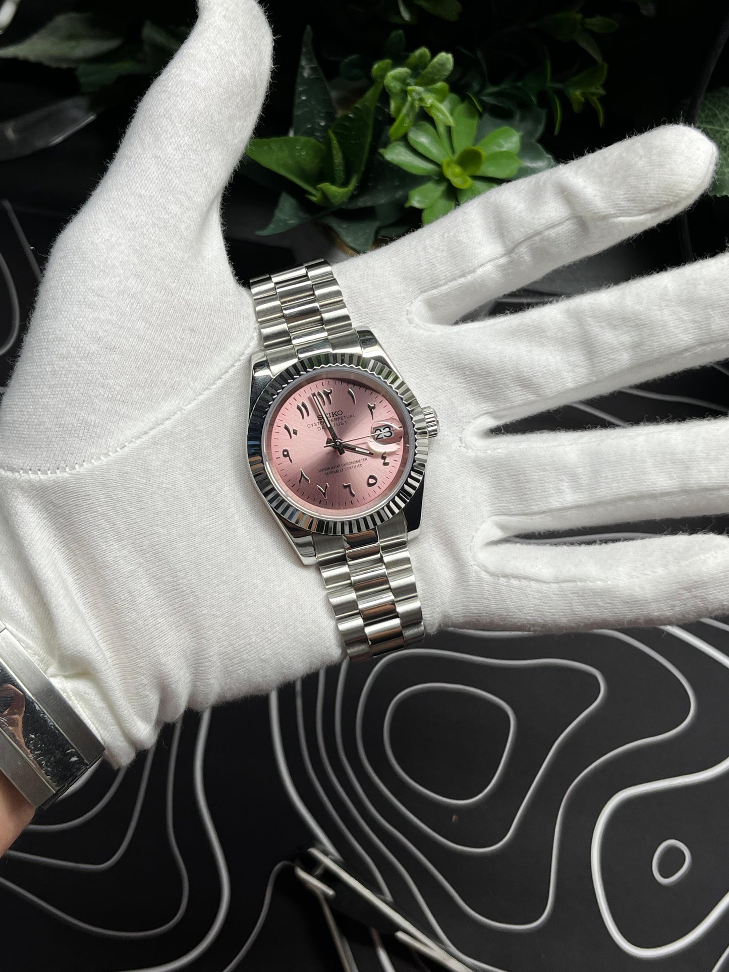 Seiko Mod Datejust Pink Arabic