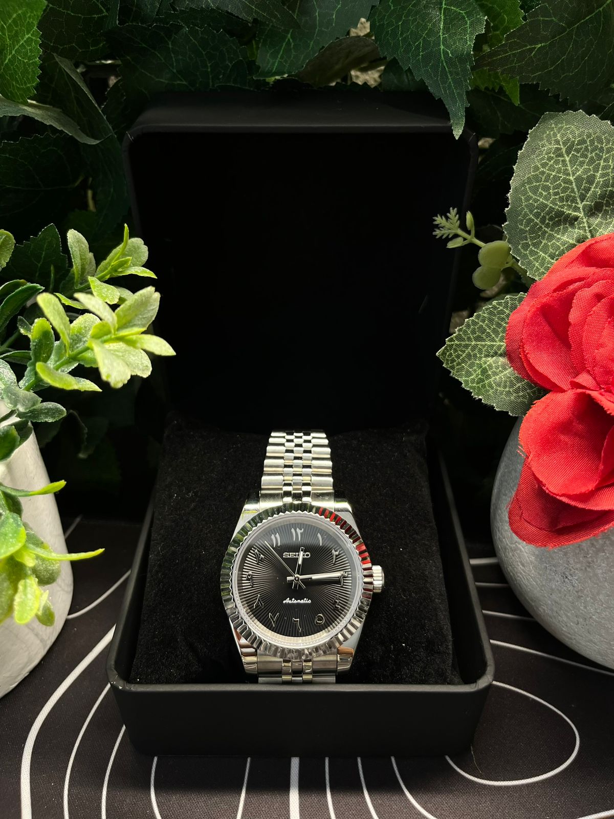Seiko Mod Datejust Black Textured Arabic