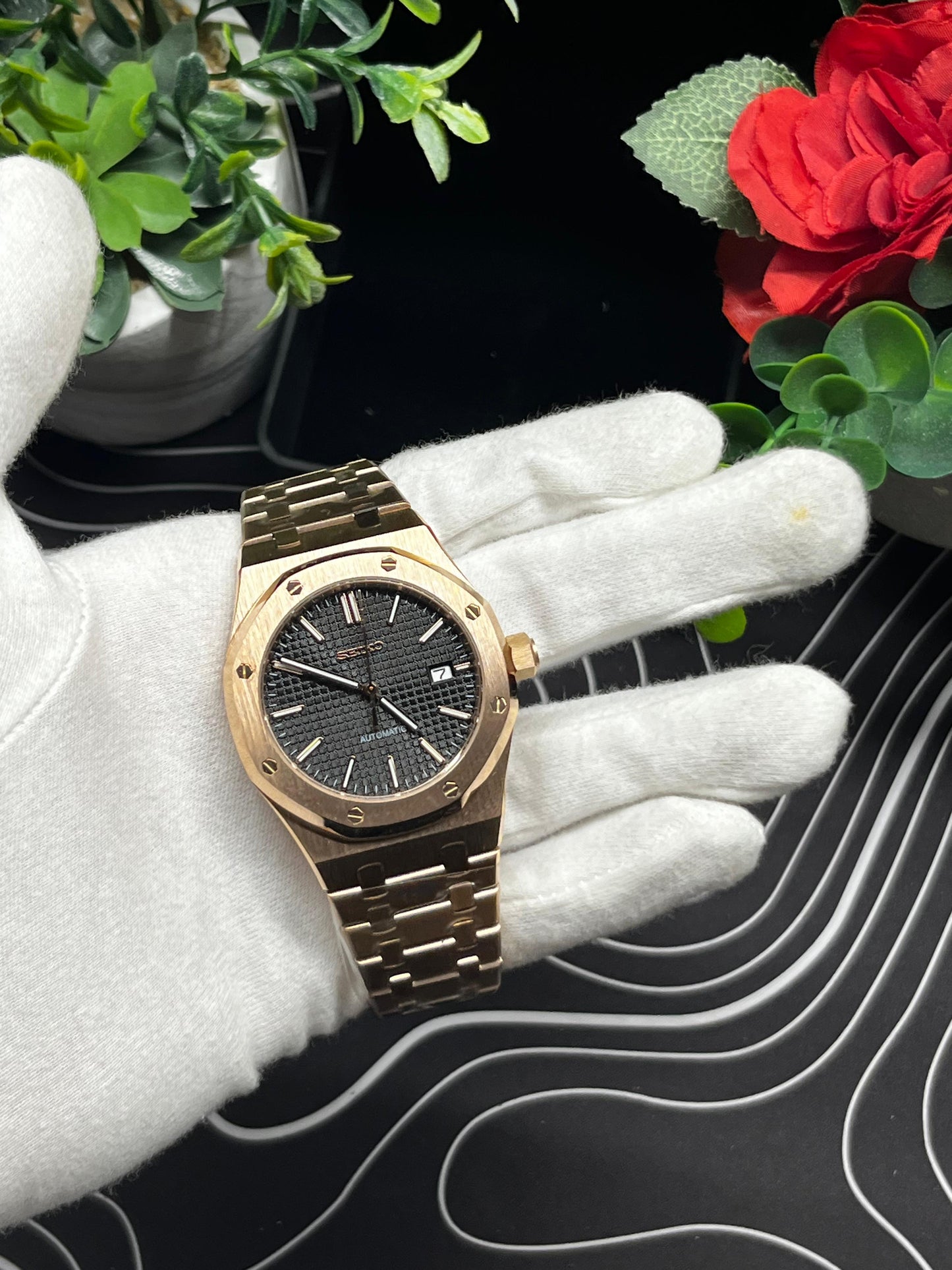 Seiko Mod Royal Oak Rose Gold