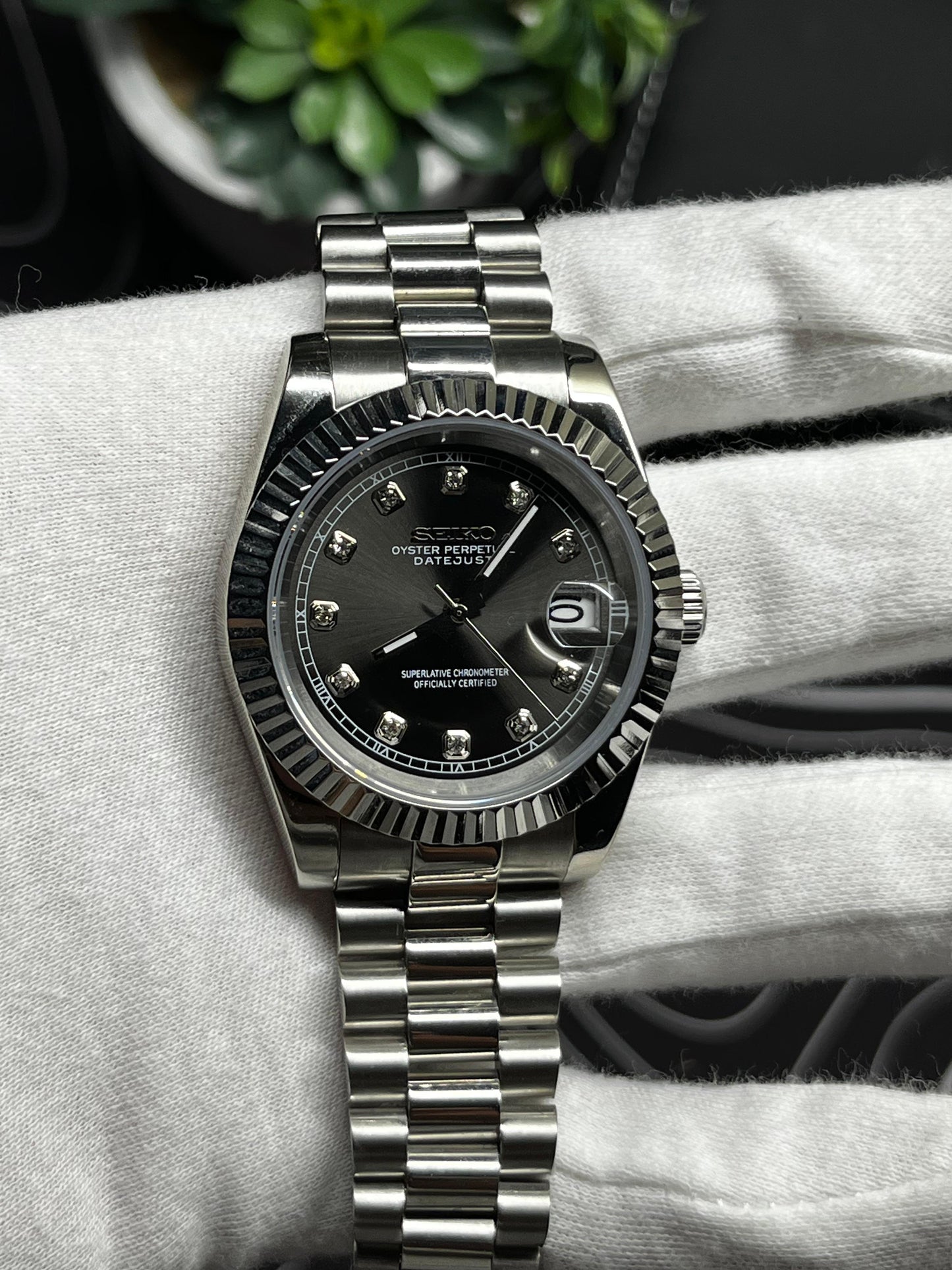 Seiko Mod Datejust Gem Black