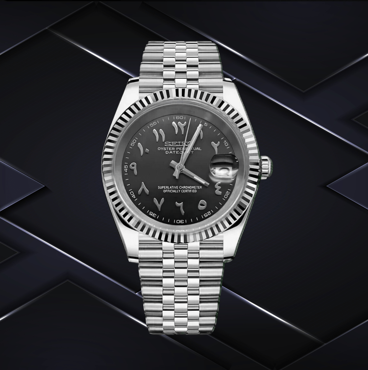 Seiko Mod Datejust Arabe Noir