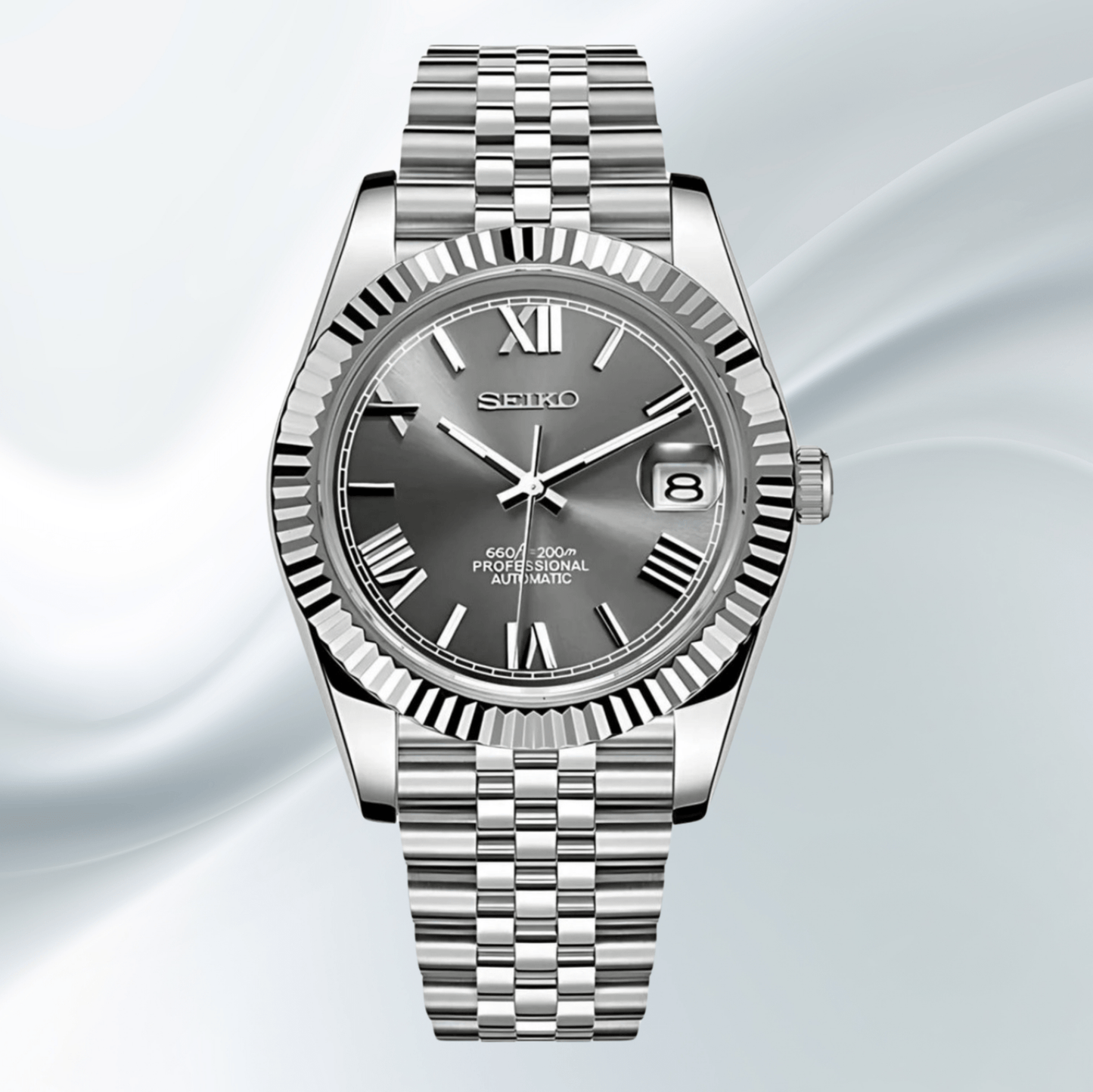 Seiko Mod Datejust Gris Romain