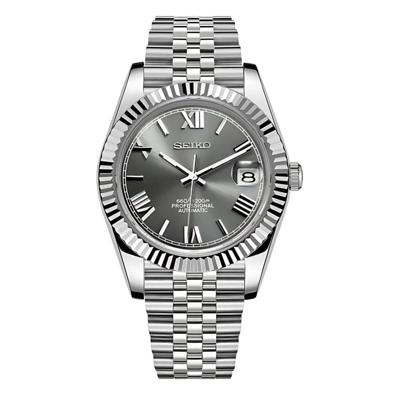 Seiko Mod Datejust Gris Romain