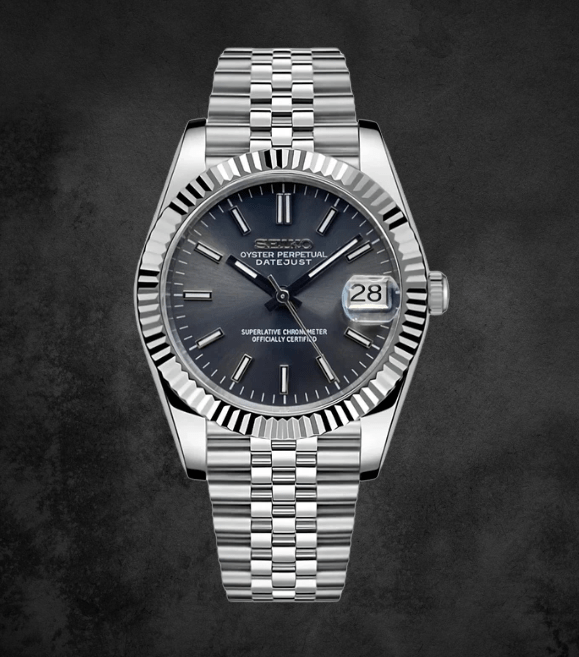 Seiko Mod Datejust Grey Sunburst (jubilee)
