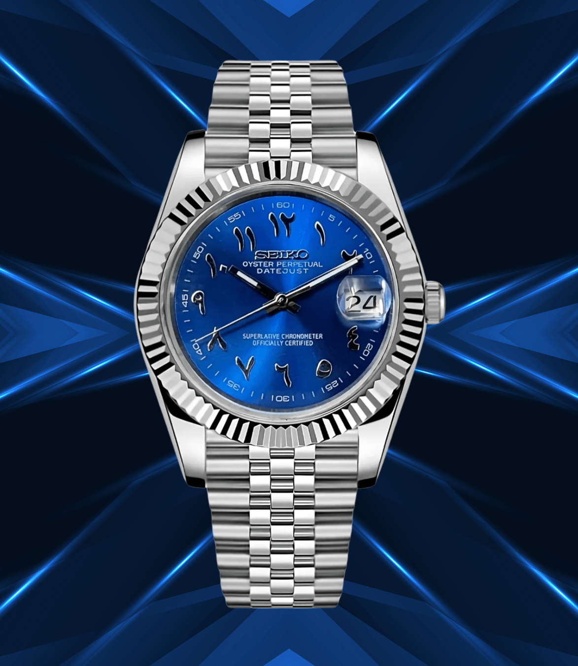 Seiko Mod Datejust Saphir Bleu Arabe