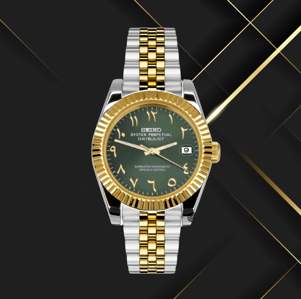 Seiko Mod Datejust Argent Or - Vert Arabe