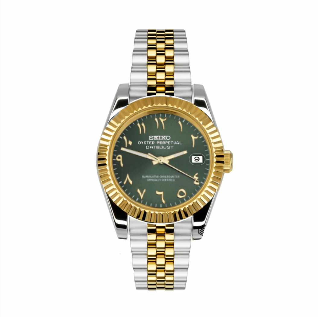 Seiko Mod Datejust Argent Or - Vert Arabe