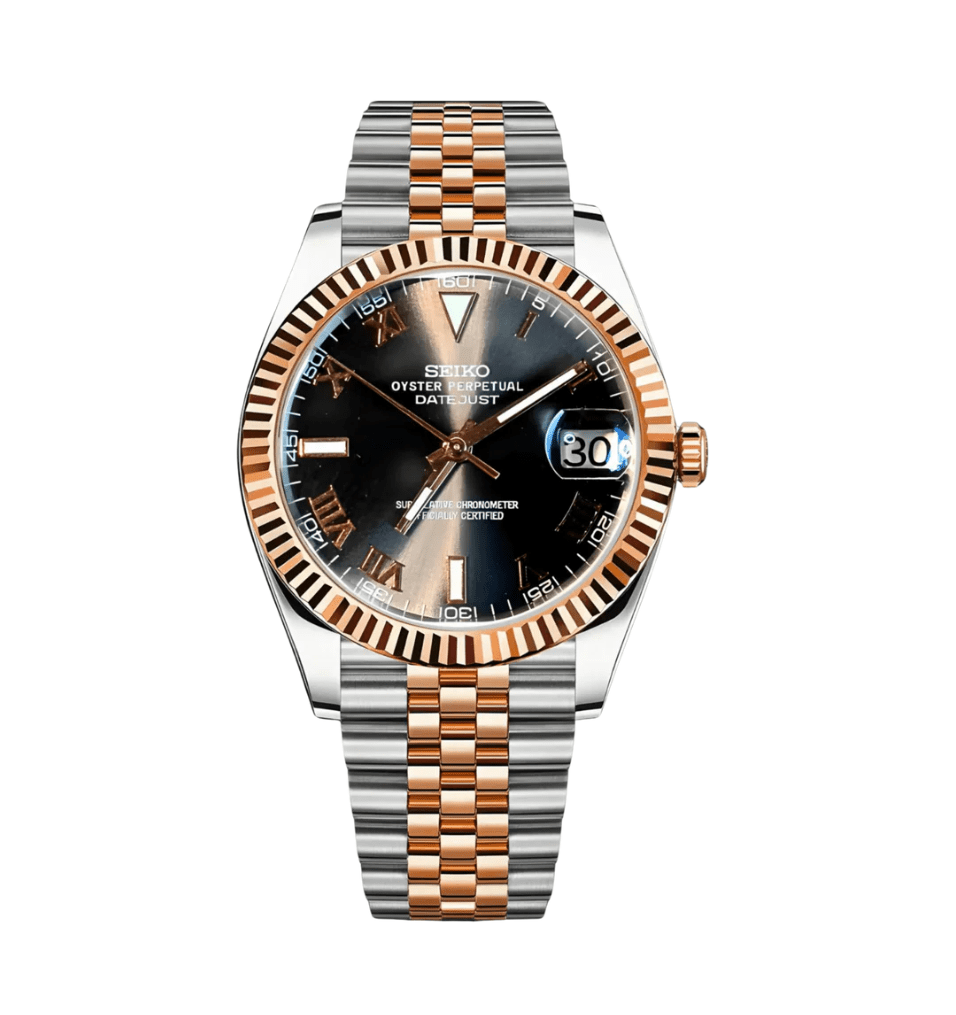 Seiko Mod Datejust Bicolore Noir Romain