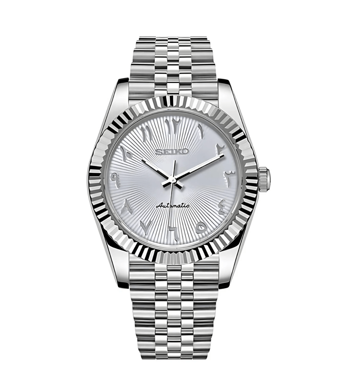 Seiko Mod Datejust Blanc Texturé Arabe
