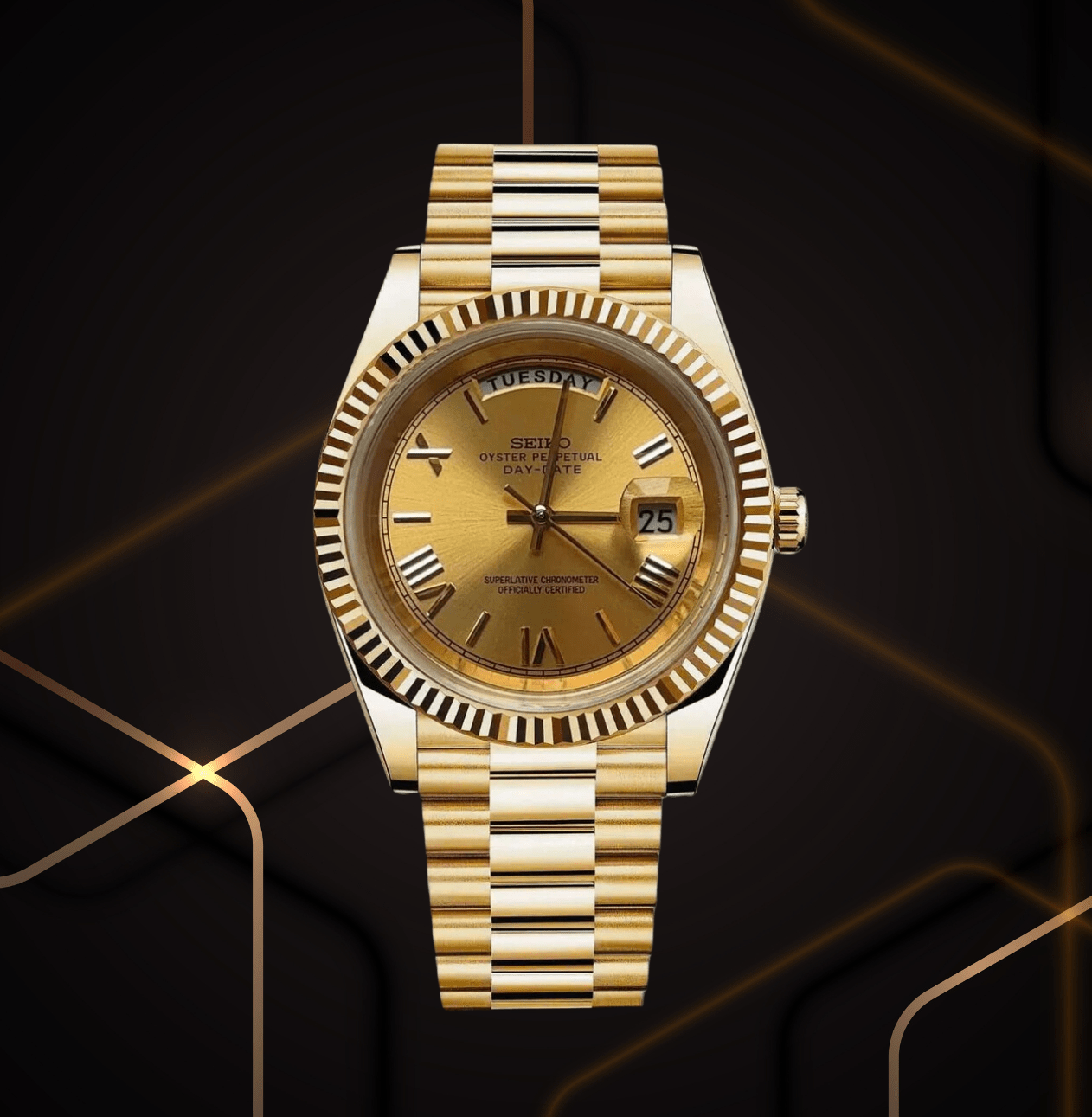 Seiko Mod Day-Date entièrement en or