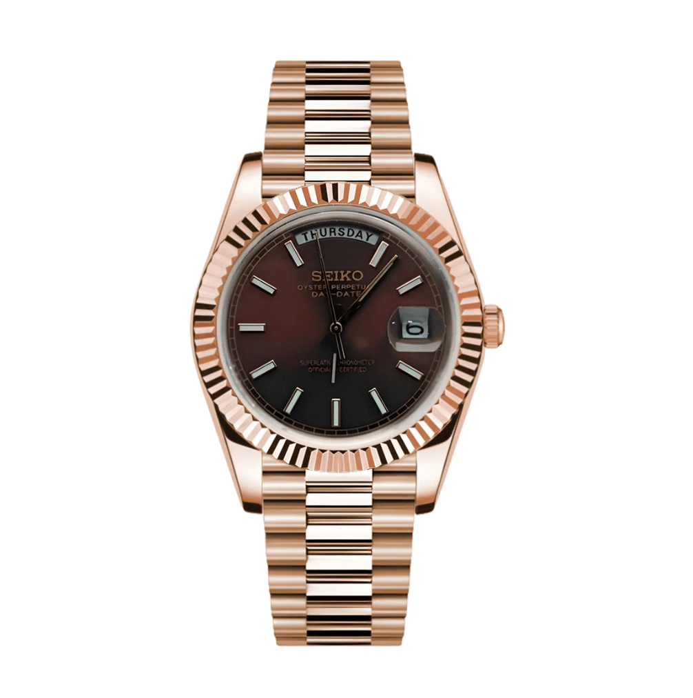 Seiko Mod Day-Date Or Rose Chocolat