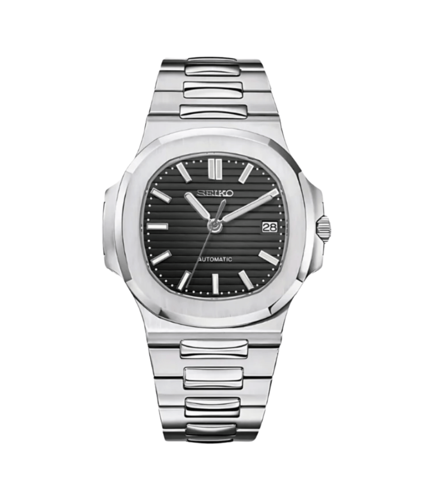 Seiko Mod Nautilus Argent Noir