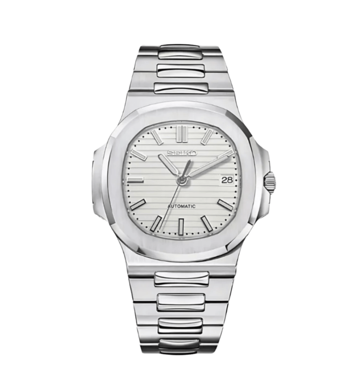 Seiko Mod Nautilus Argent Blanc