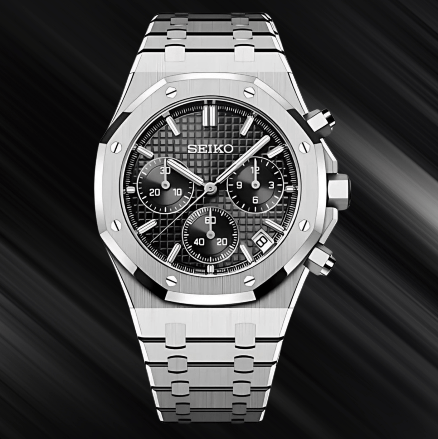 Seiko Mod Royal Oak Chronograph Black