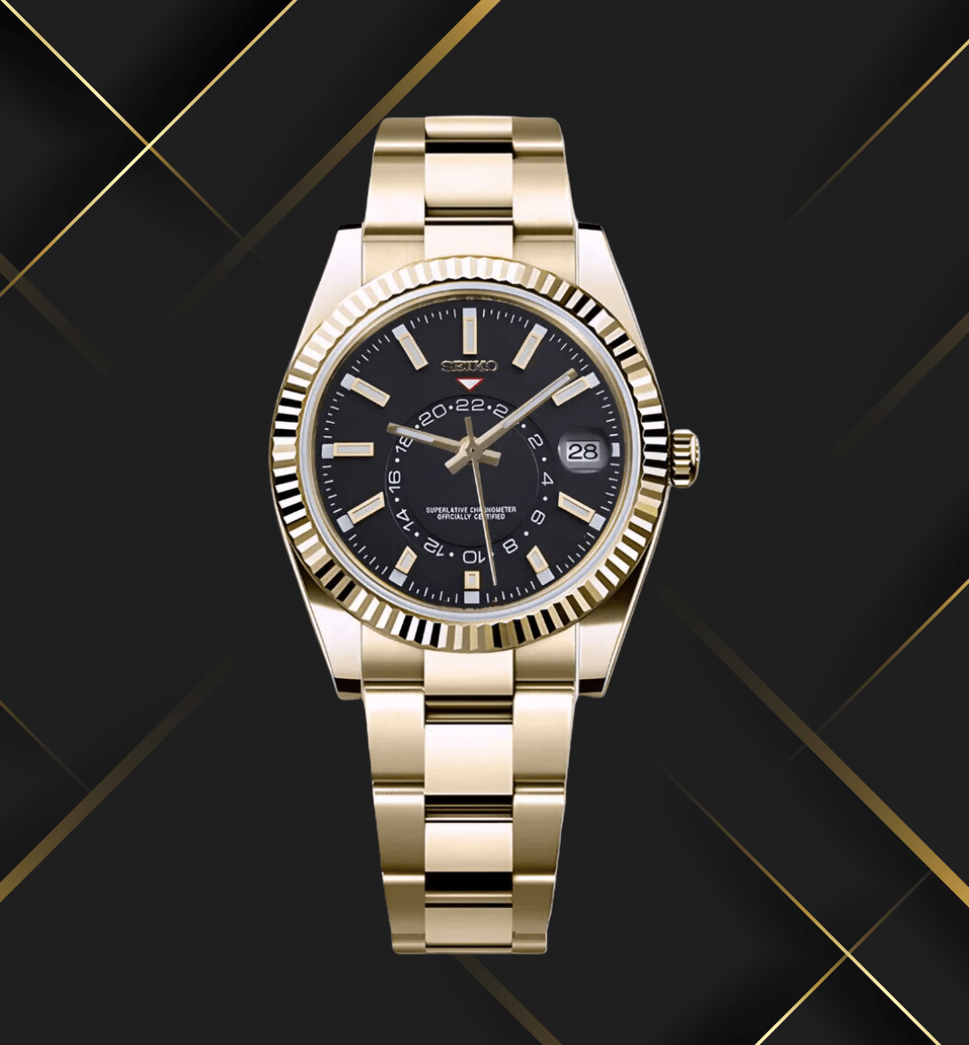 Seiko Mod Sky-Dweller Gold Black Classic