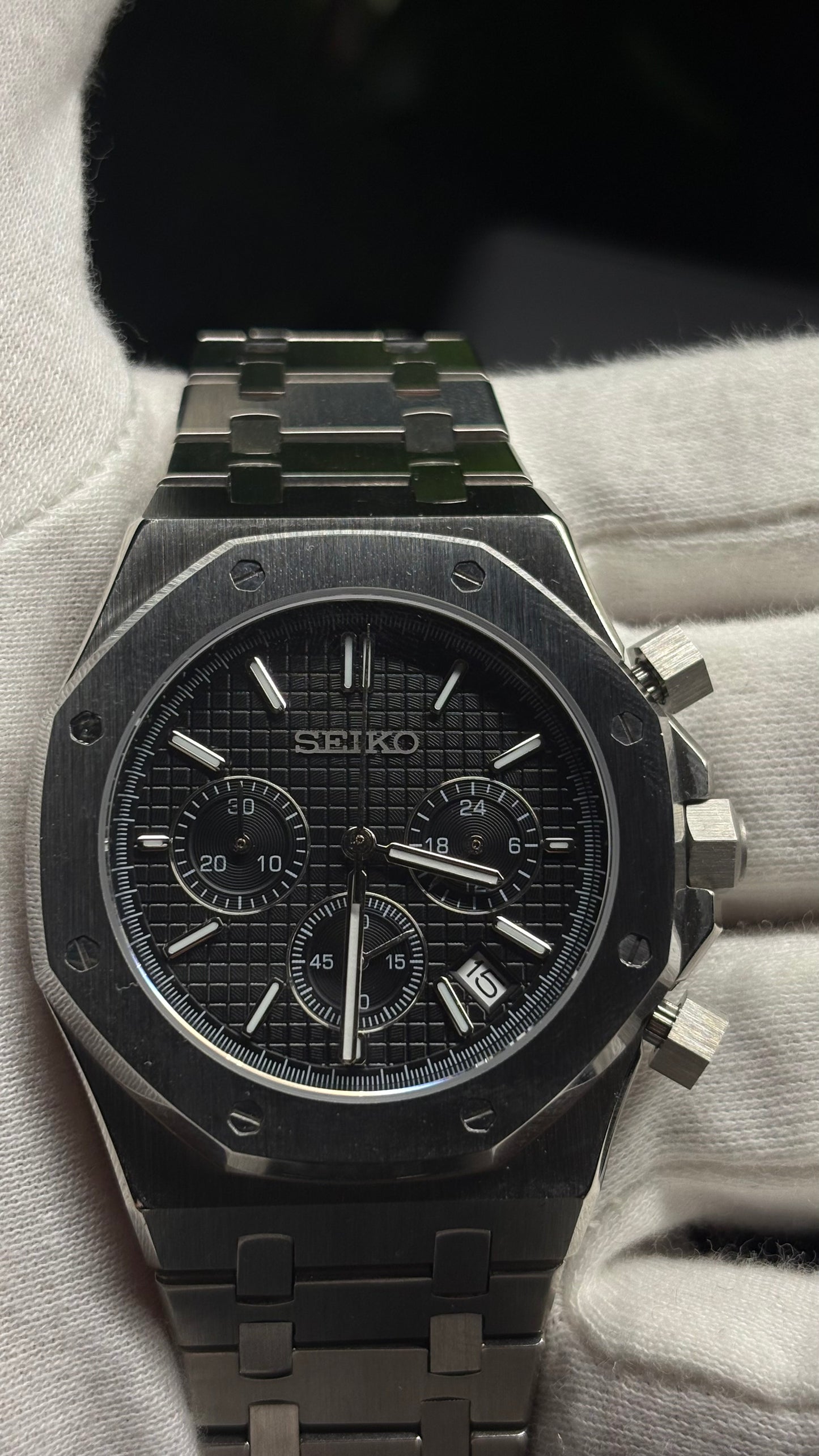 Seiko Mod Royal Oak Chronograph Black