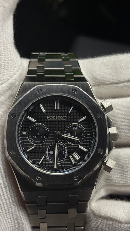 Seiko Mod Royal Oak Chronograph Black