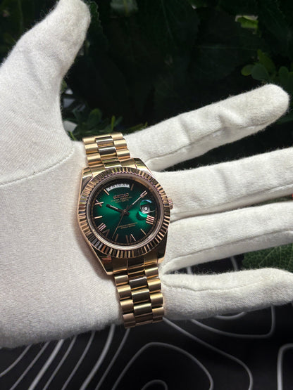 Seiko Mod Day Date RoseGold Dark Green