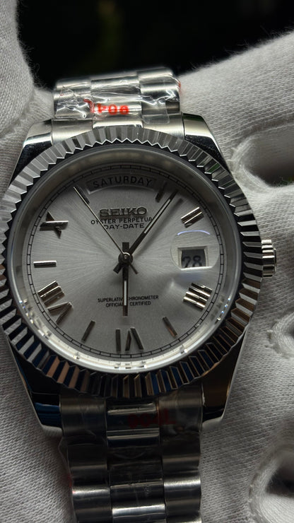 Seiko Mod Day-Date White Roman