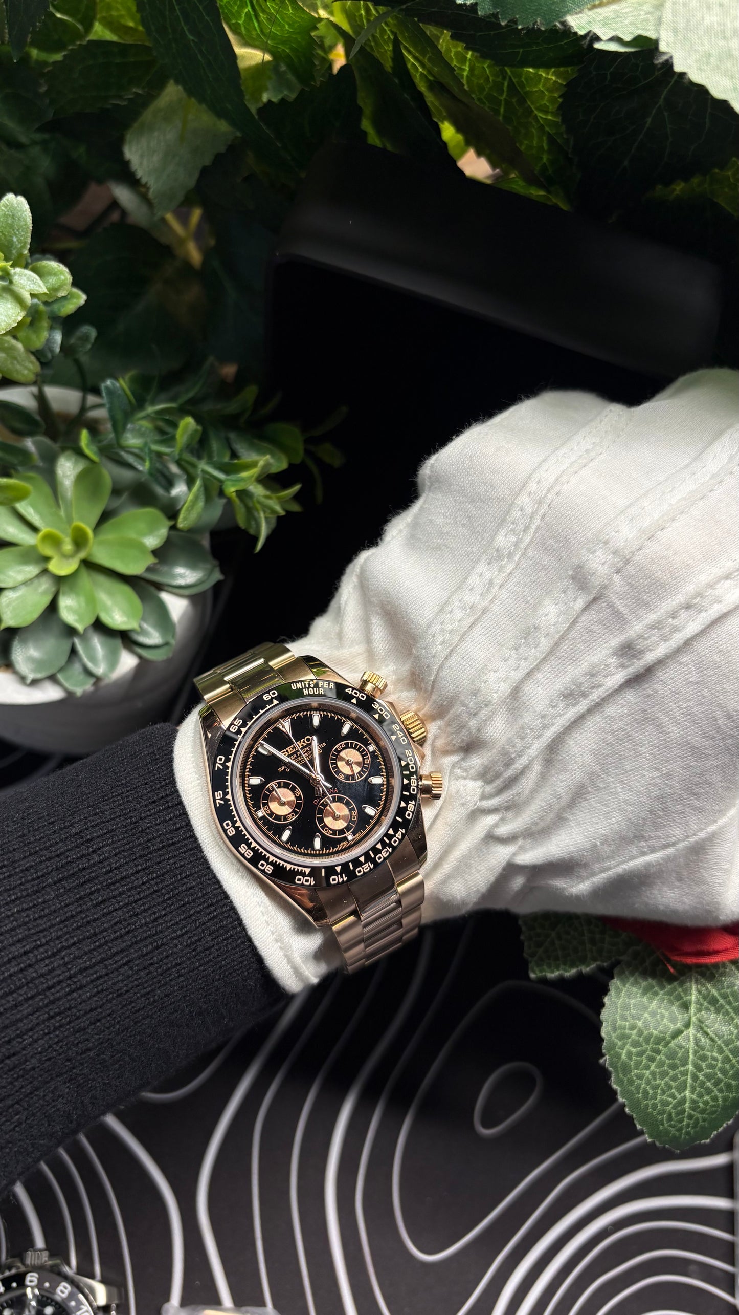 Seiko Mod Daytona Rose Gold - Black