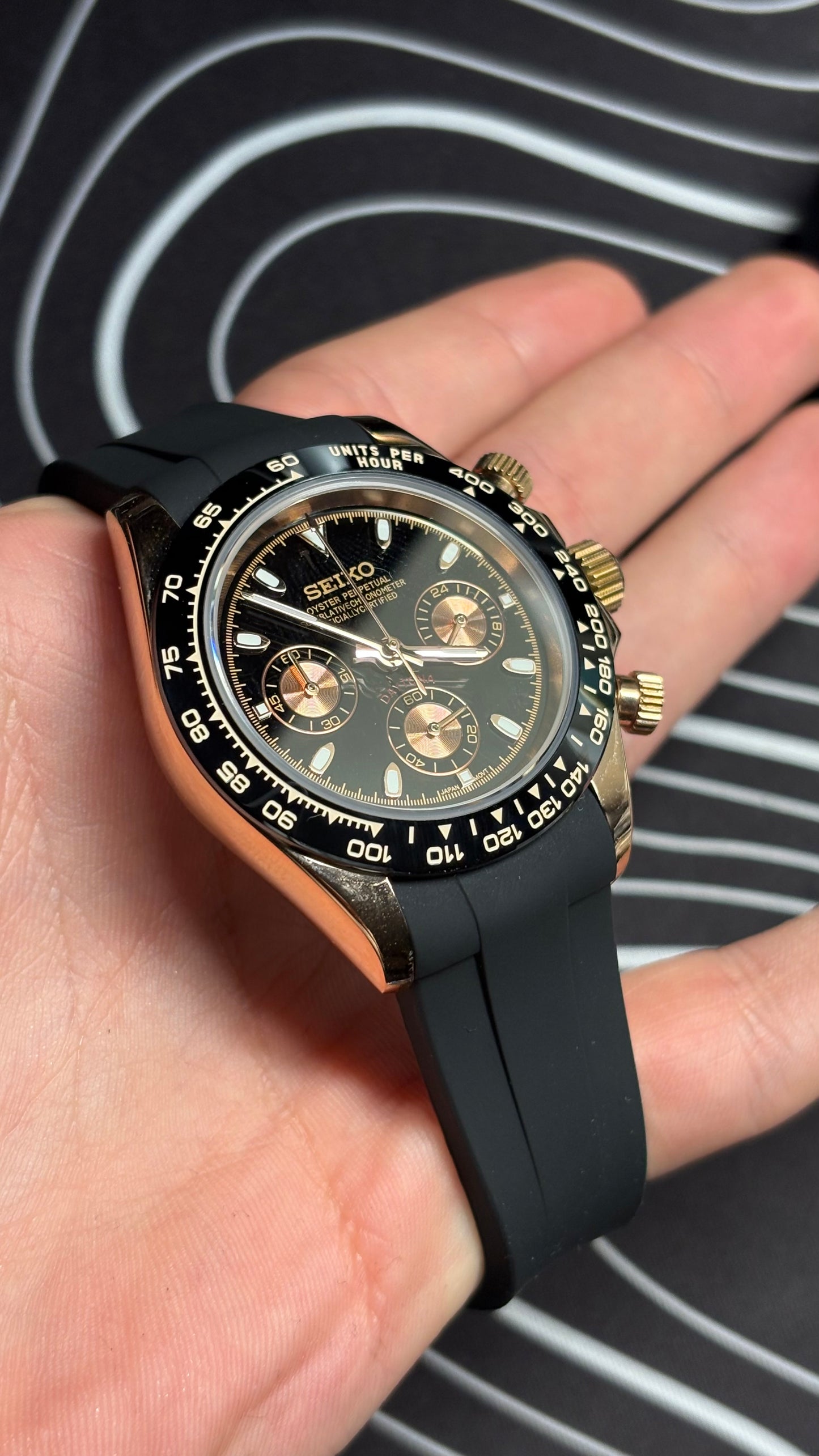 Seiko Mod Daytona Rose Gold - Black