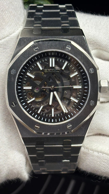 Seiko Mod Royal Oak Skeleton Silver