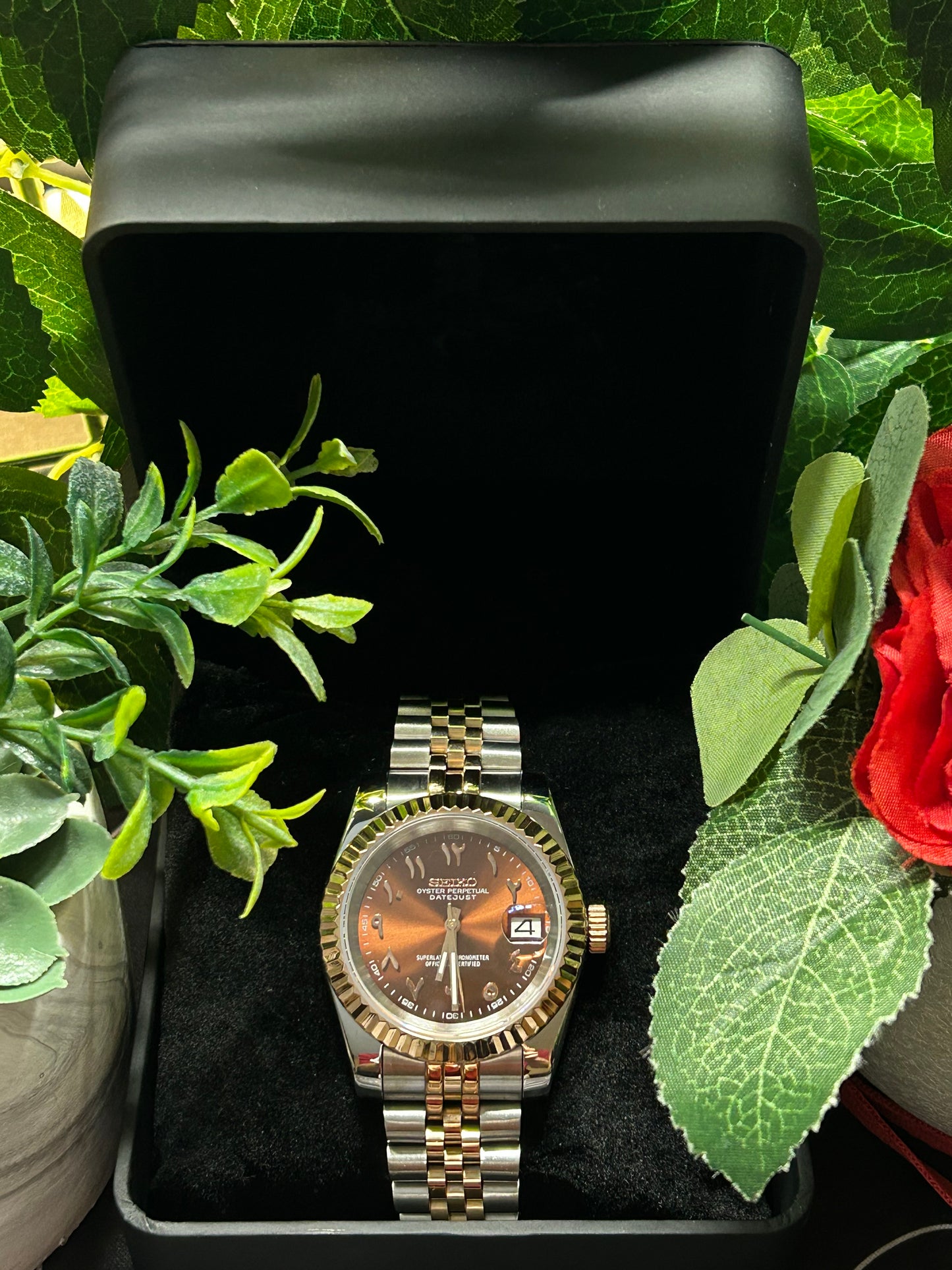 Seiko Mod Two tone Chocolate Arabic dial