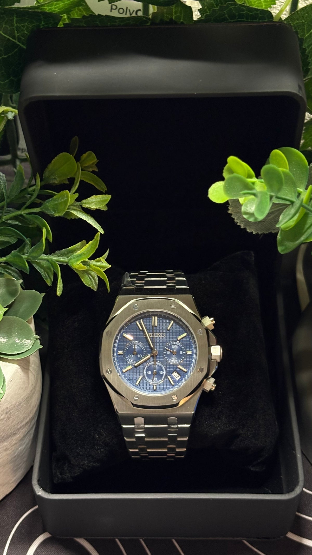 Seiko Mod Royal Oak Chronographe Bleu