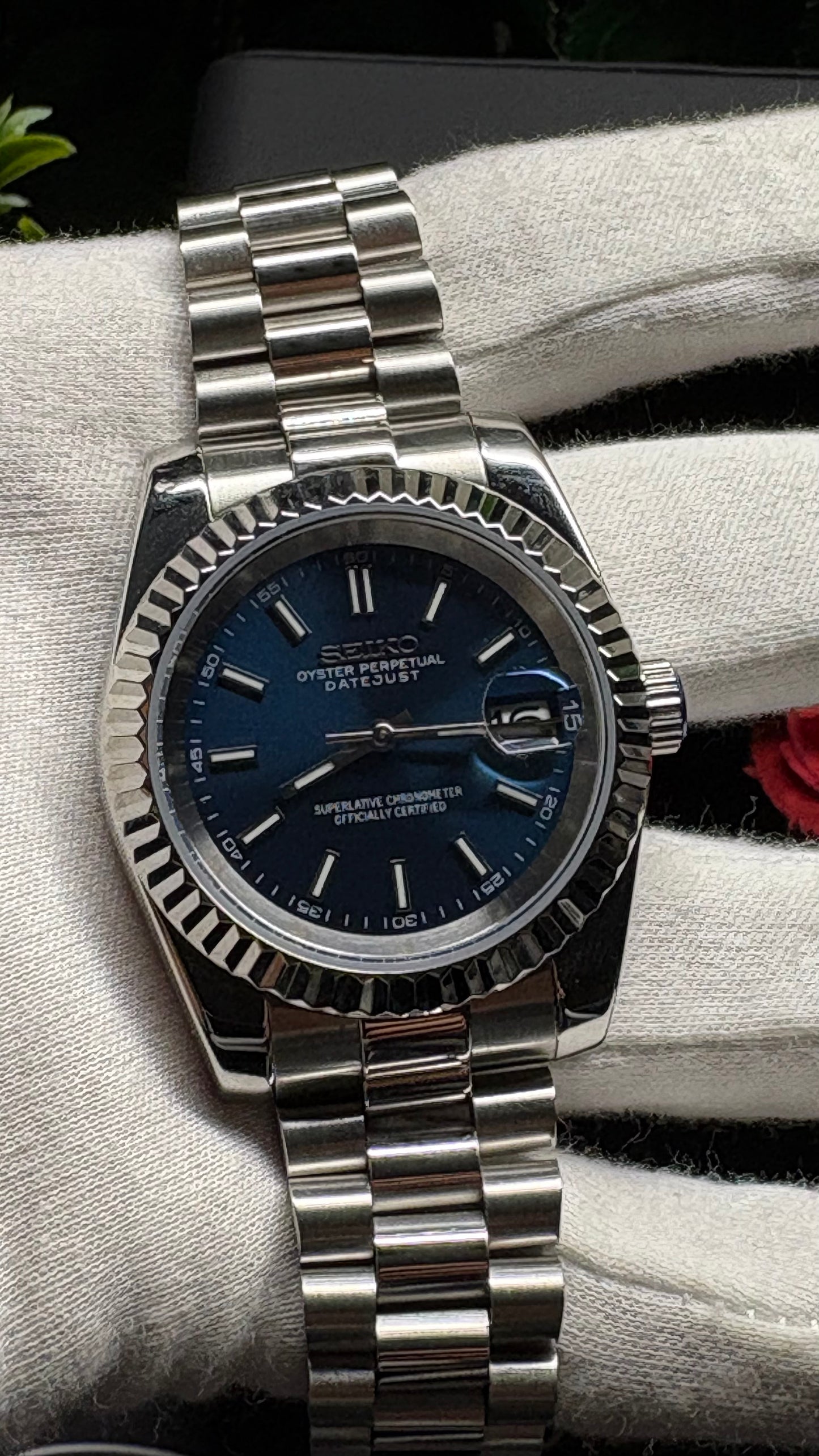 Seiko Mod Datejust Dark blue SunBurst