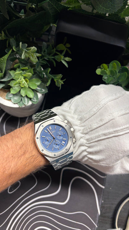 Seiko Mod Royal Oak Chronographe Bleu