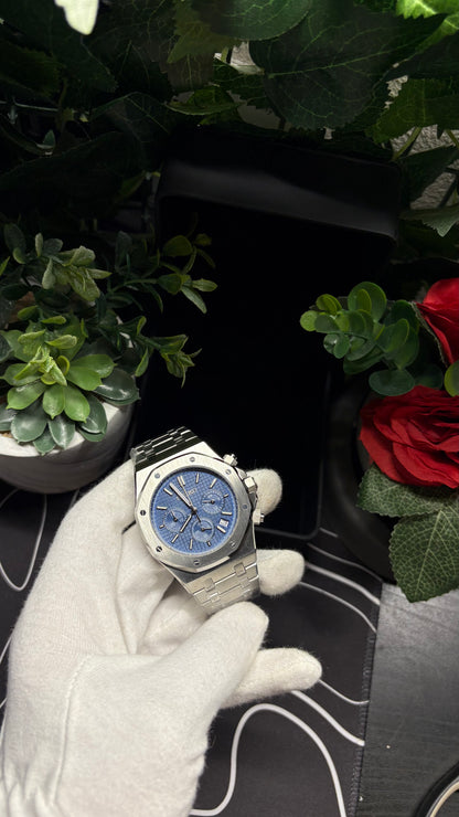 Seiko Mod Royal Oak Chronographe Bleu