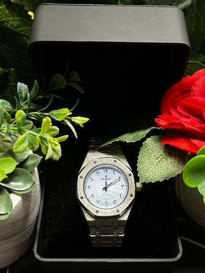 Seiko Mod Frosted Royal Oak Light Blue Arabic dial