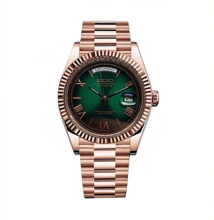 Seiko Mod Day Date RoseGold Dark Green