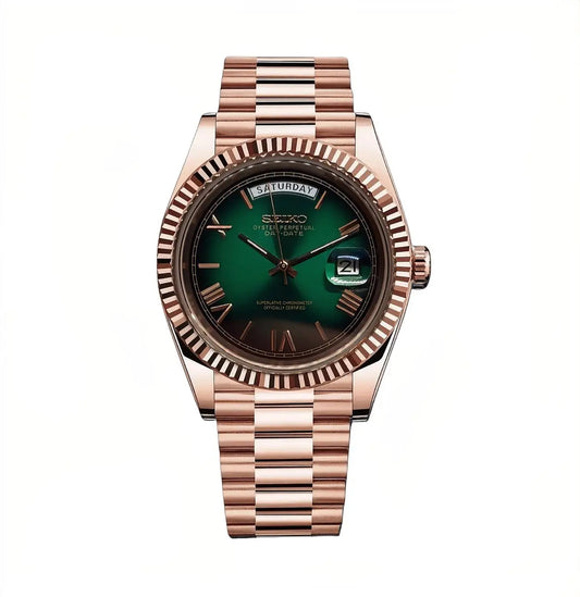 Seiko Mod Day Date RoseGold Dark Green