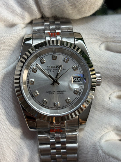 Seiko Mod Datejust Gem Argent