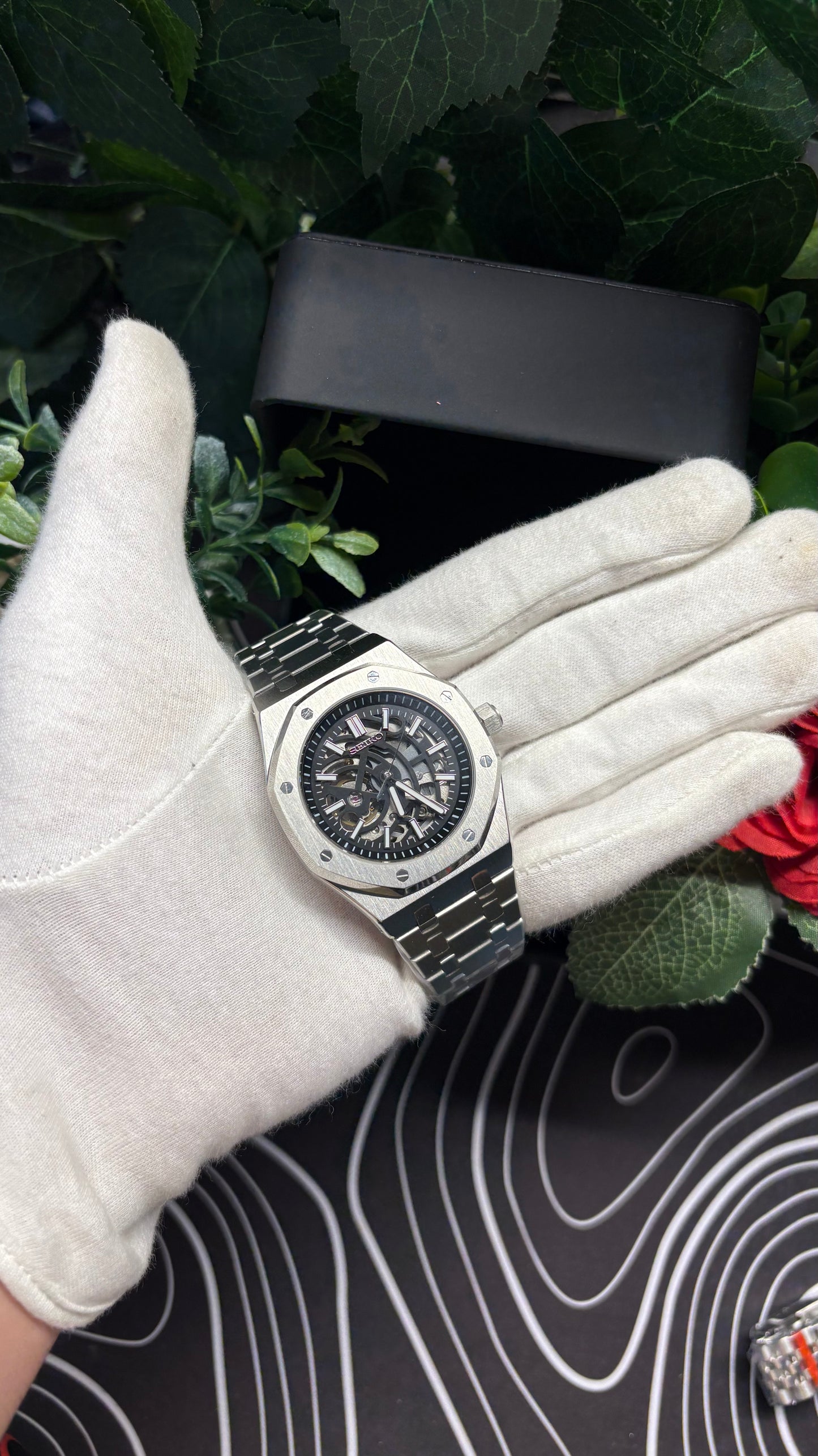 Seiko Mod Royal Oak Skeleton Silver
