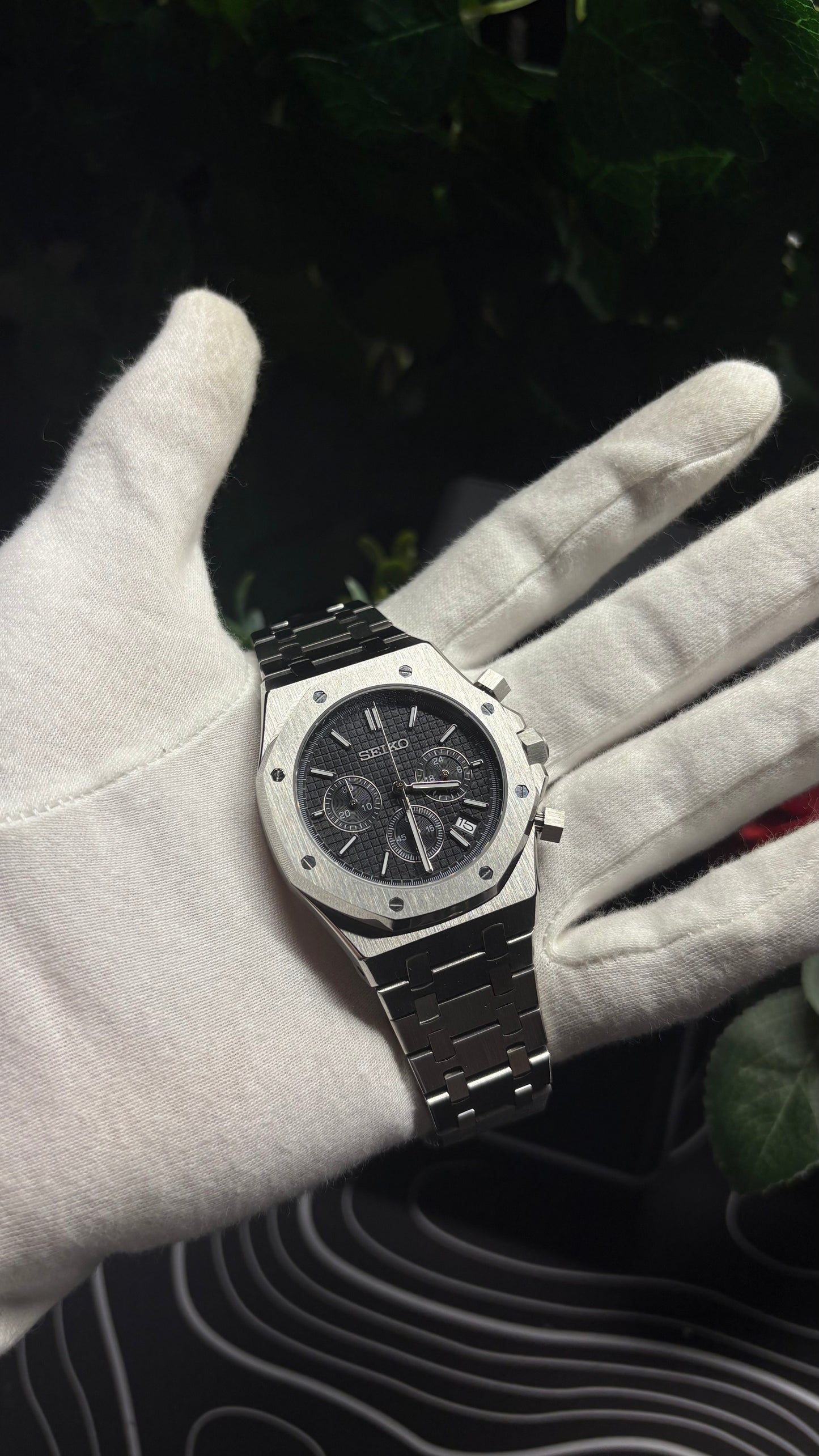 Seiko Mod Royal Oak Chronograph Black