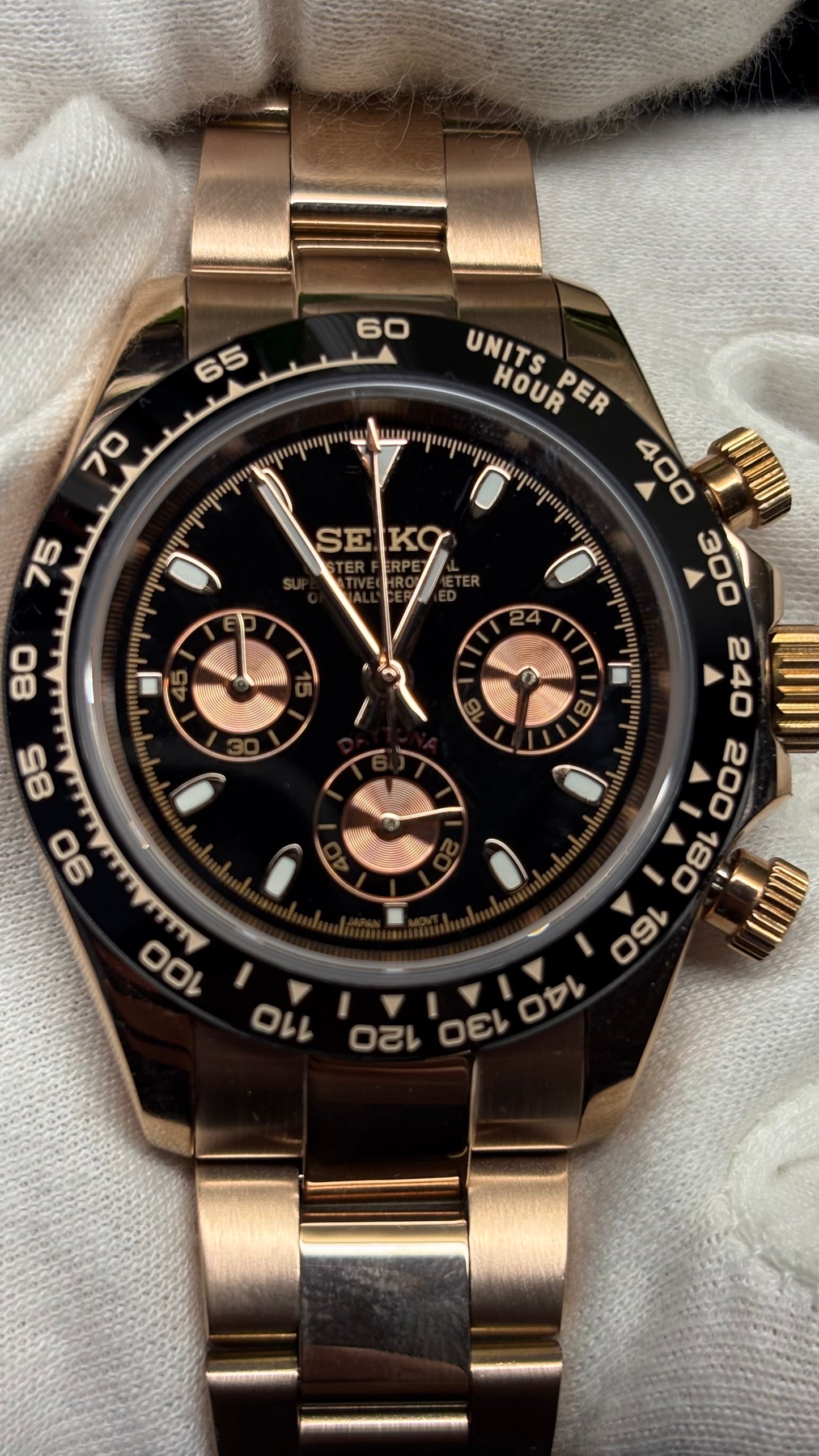 Seiko Mod Daytona Rose Gold - Black