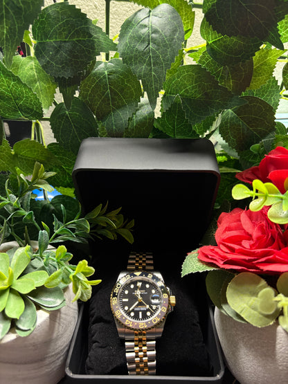 Seiko Mod GMT Twotone Gold Black