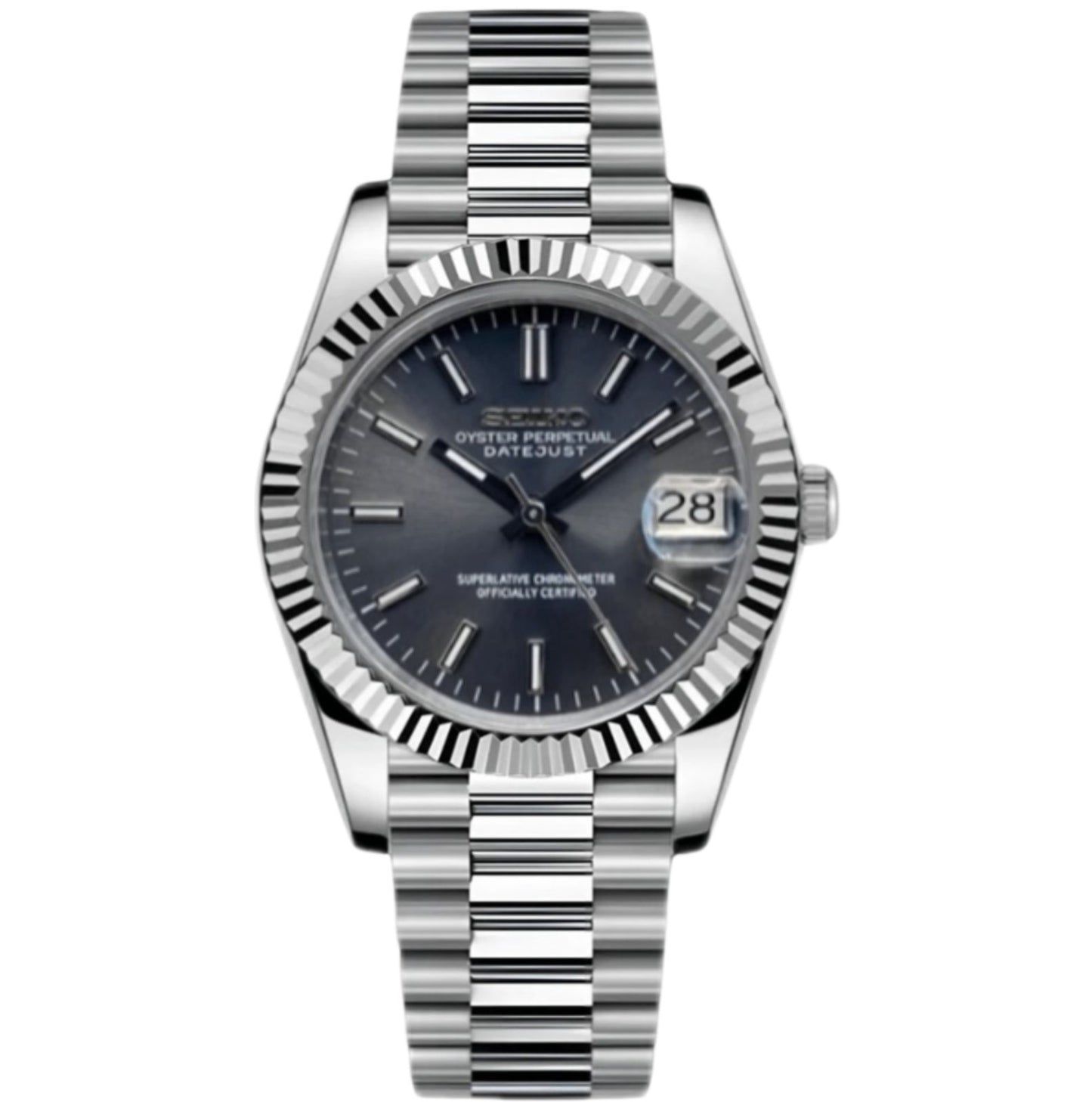 Seiko Mod Datejust Grey Sunburst (Presidential)