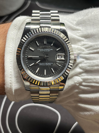 Seiko Mod Datejust Grey Sunburst (Presidential)