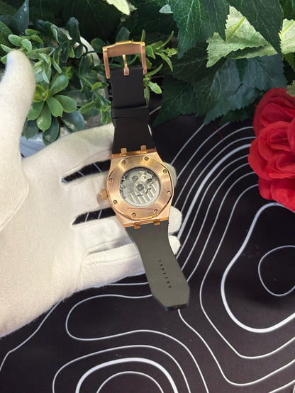 Seiko Mod Royal Oak Squelette Or Rose