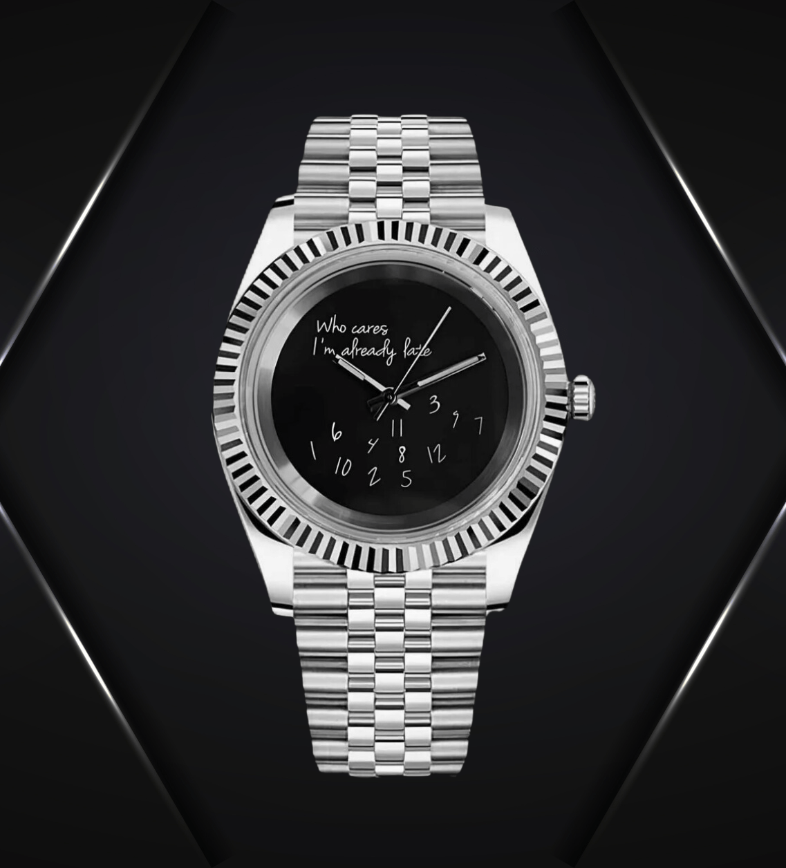 Datejust Mod « Qui s'en soucie ? » - Noir