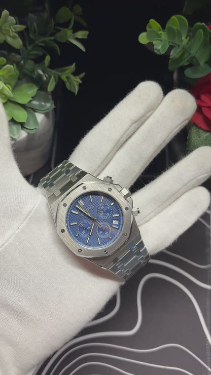 Seiko Mod Royal Oak Chronographe Bleu